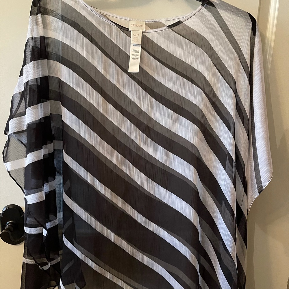 Chico’s Poncho Black/White S/M - Picture 1 of 3